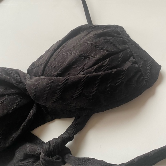 Black Bandeau Bikini with Removable Halter Strap - Picture 2 of 4